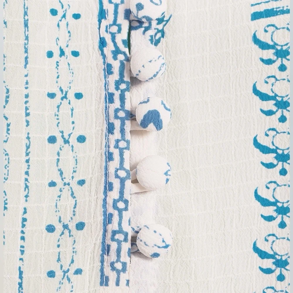 ba&sh Cream Blouse with Blue Floral Print - Picture 10 of 16